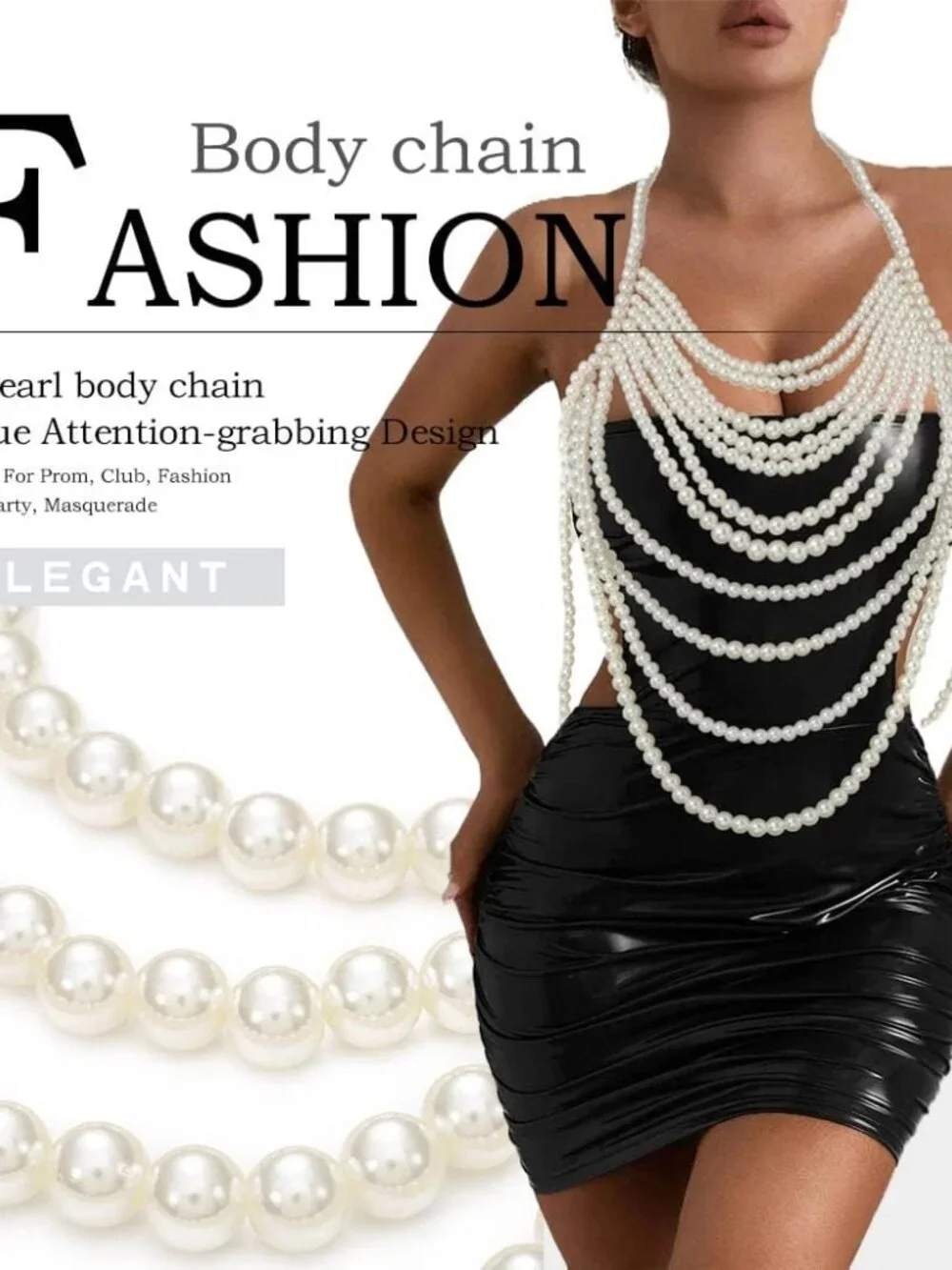 Pearl Body Chain Shoulder Necklace Top Body Jewelry for Women Fashion Bra Chains